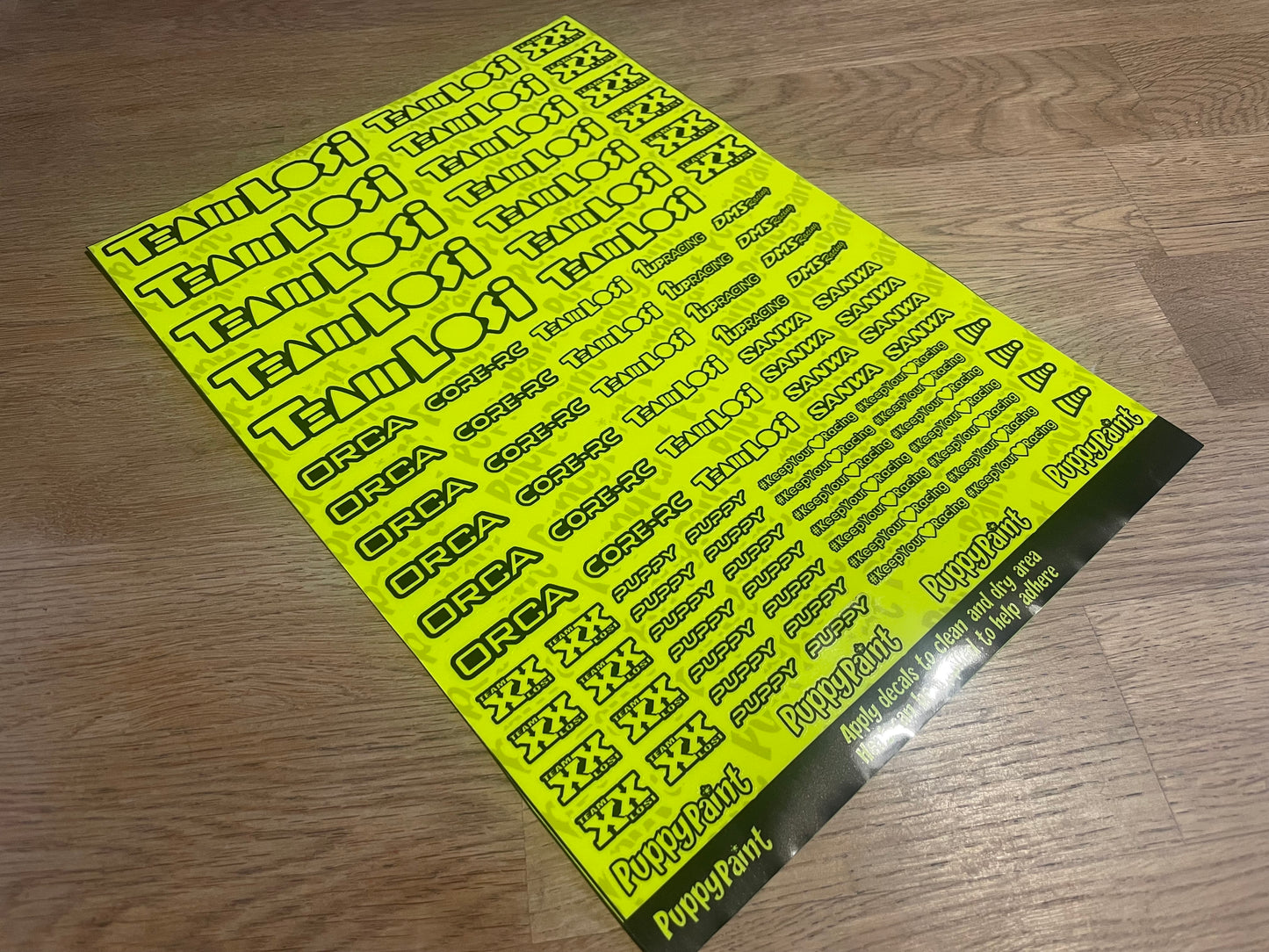 Sponsor Sticker Sheet - Fluroescent Vinyl A4