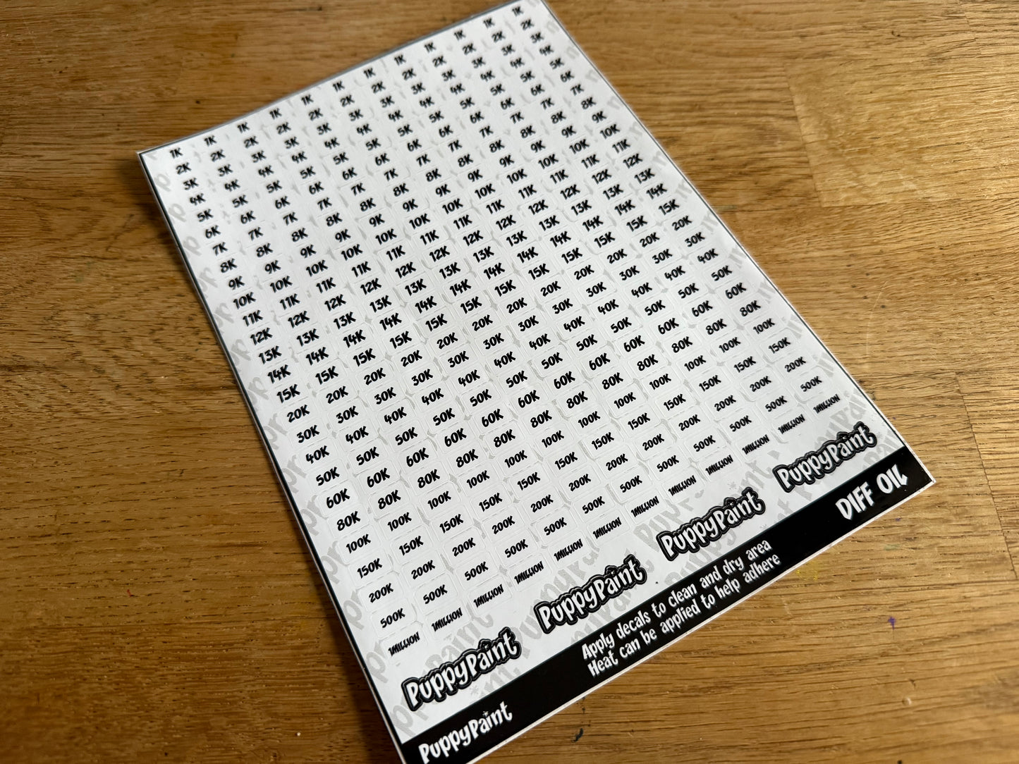 Diff Oil Weight Stickers