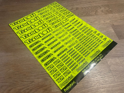 Sponsor Sticker Sheet - Fluroescent Vinyl A4