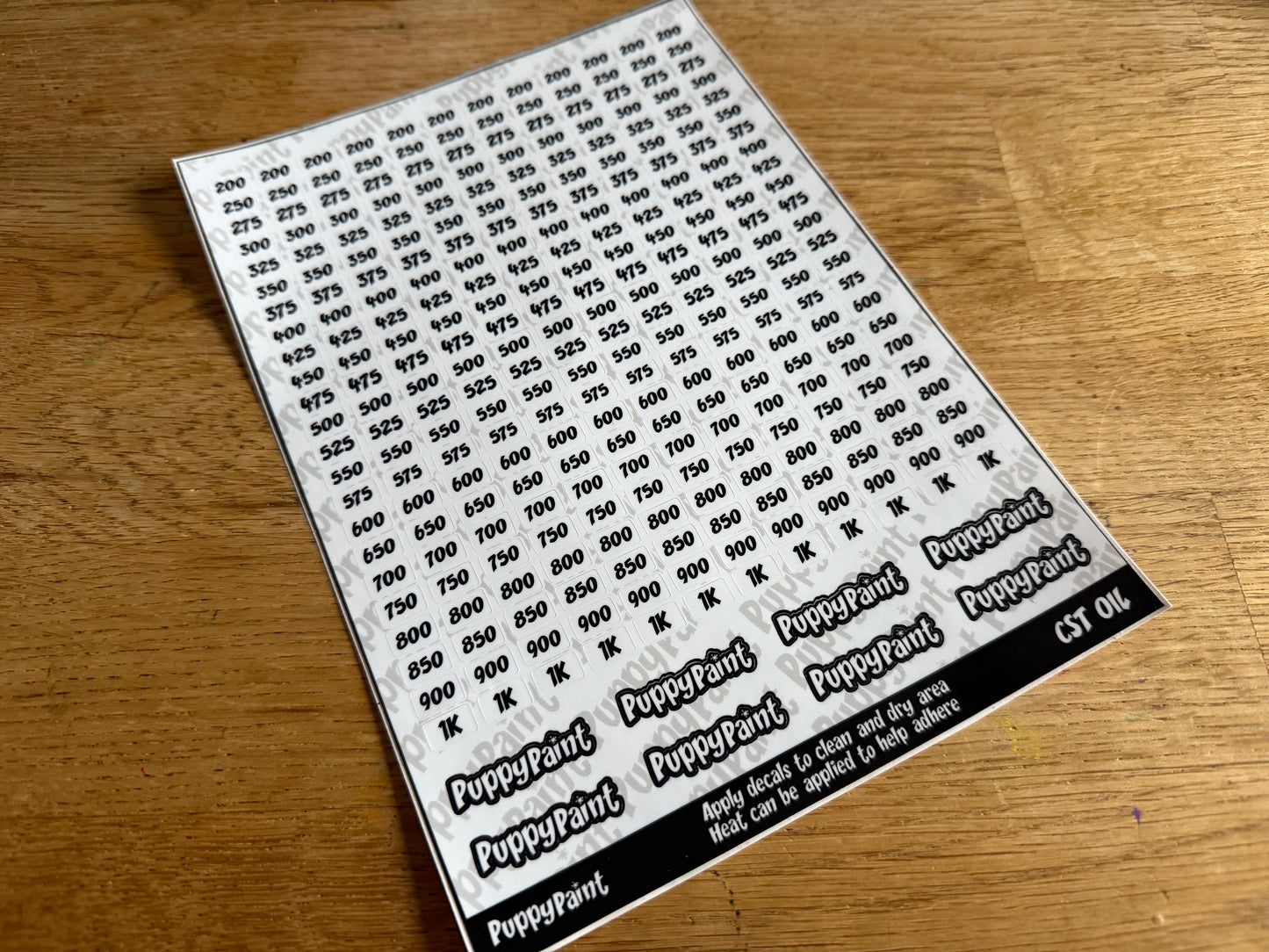 CST Oil Weight Stickers